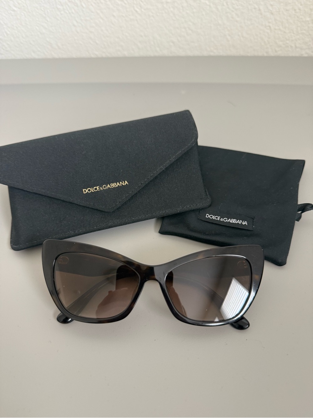 Dolce & Gabbana Dark Tortoiseshell Frame Sunglasses with Brown Gradient Lenses